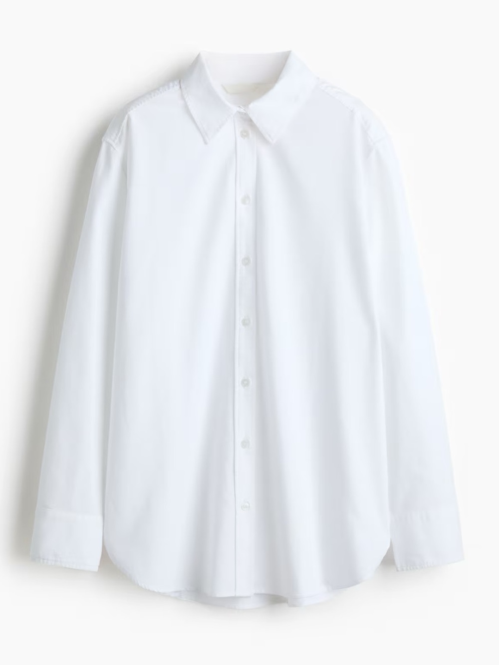 H&M Men's White Long-Sleeve Button-Up Shirt
